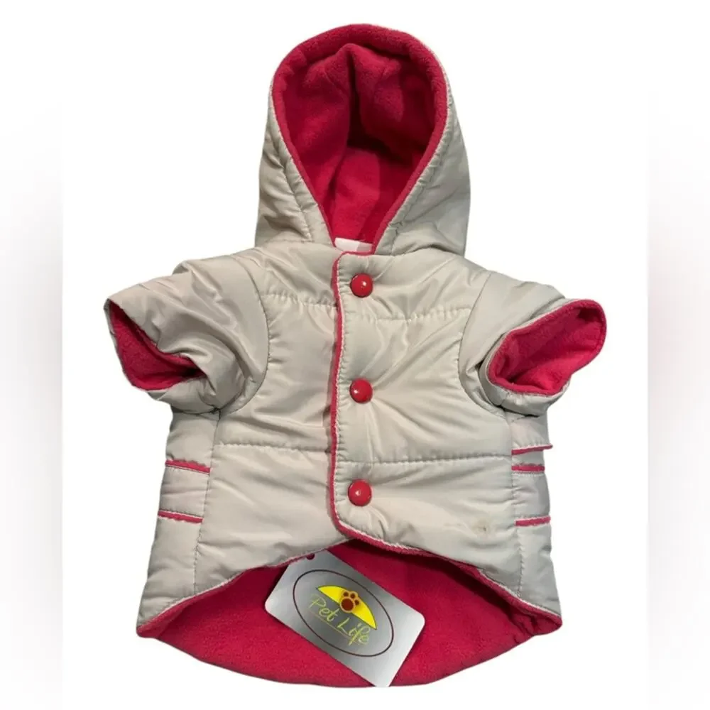 Pet Life Cream & Hot Pink Small Dog Coat with Thinsulate Insulation NWT